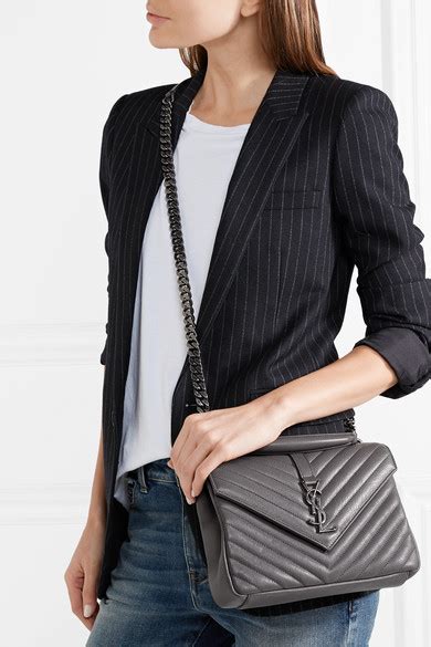 ysl college medium light gray|COLLEGE MEDIUM IN QUILTED LEATHER .